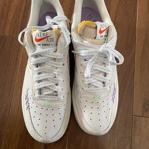 Nike Air Force 1 White with Purple and Orange Accents